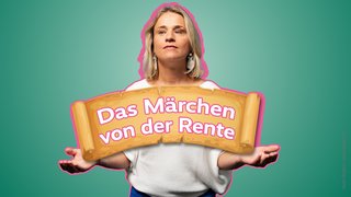 Die Bildmontage zeigt VdK-Präsidentin Verena Bentele, die ein Schild mit der Aufschrift "Das Märchen von der Rente" hochhält