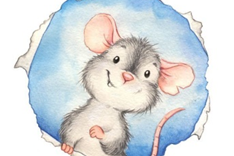 eine Maus schaut aus einem Loch
