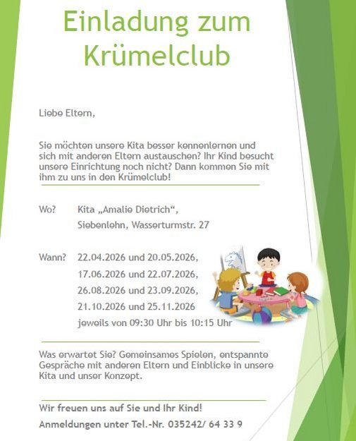 Einladung zum Kr&uuml;melclub mit allen Informationen