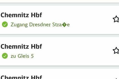 Screenshot aus der App DB live
