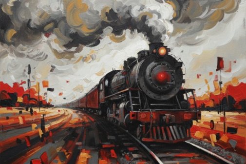 Eine abstrakte Dampflok auf einem Gleis