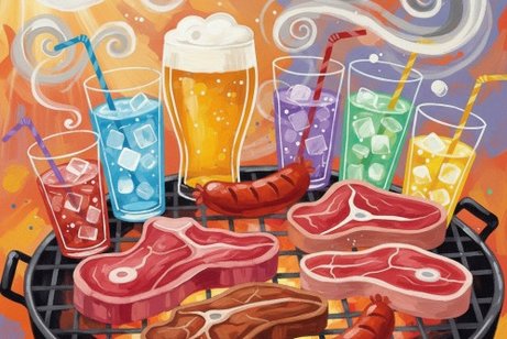 abstraktes Bild eines Grills mit Getr&auml;nken