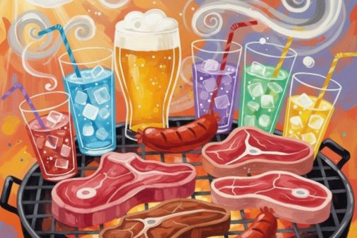 abstraktes Bild eines Grills mit Getr&auml;nken