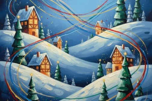 stilisierte H&auml;user in einer Winterlandschaft