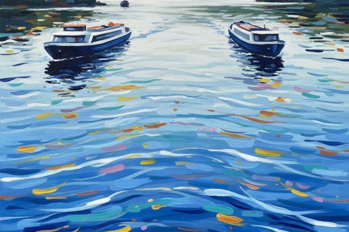 abstraktes Bild zweier Schiffe